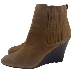 Sam Edelman Womens Boots Gillian Sz 9 Brown Leather Ankle Wedge Pull On Casual